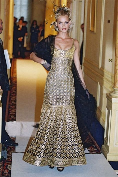 chanel haute couture 1996 gold embroidered dress|Chanel fashion designer fall 1996.